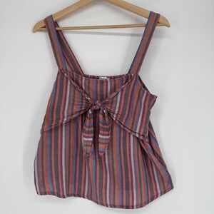 Madewell Tie Front Tank Top Sz 10 Cotton Striped Boho Coastal Summer Camisole